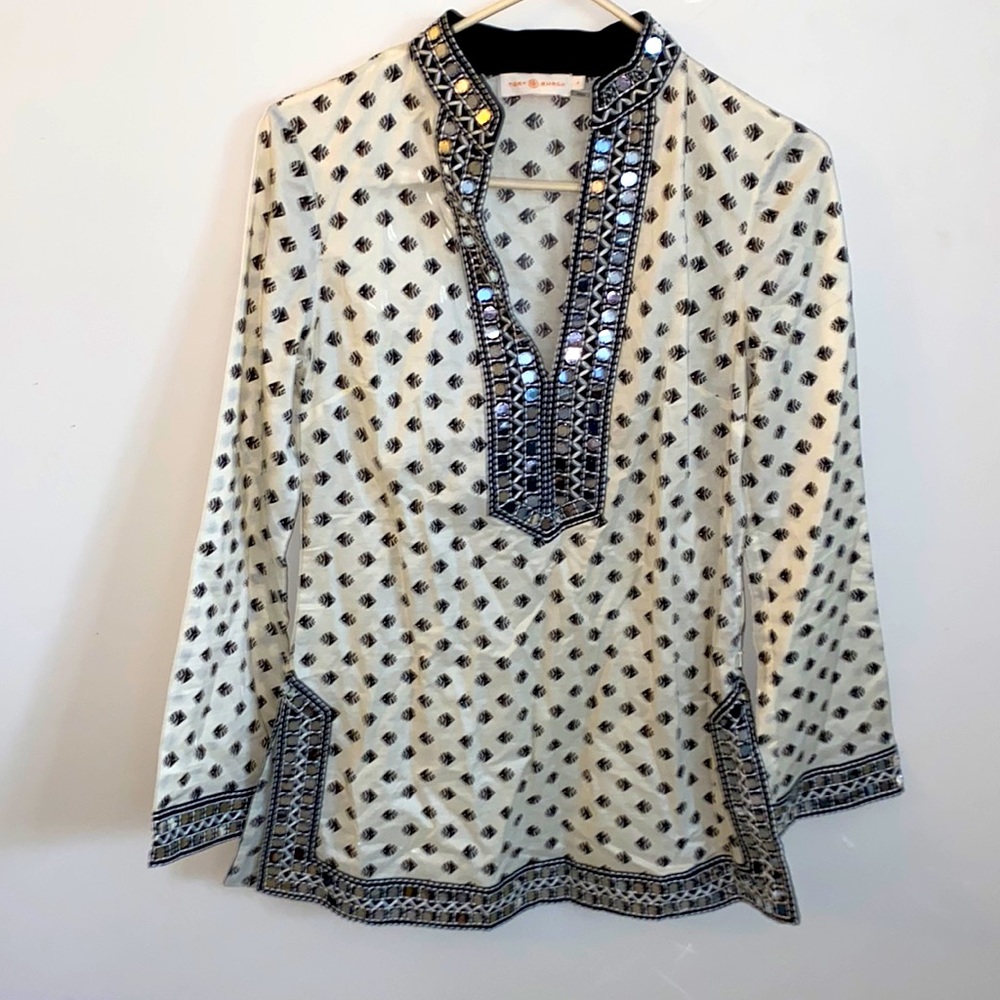 Cream and black Tory Burch shirt
